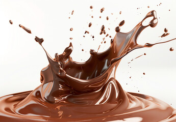 Photo of a splash of brown chocolate , cocoa splash , chocolate drink splash background