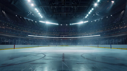 Hockey arena with empty stands graphic