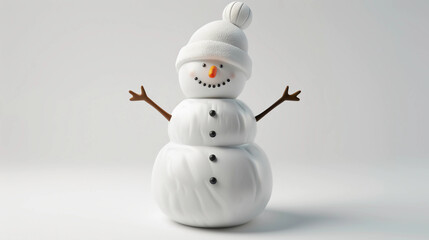 Cute simple snowman statue on a white background