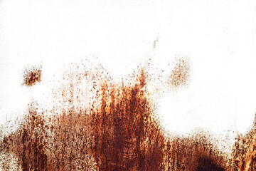 Rusty metal background with streaks of rust. Rust stains. The metal surface rusted spots. Rusty...