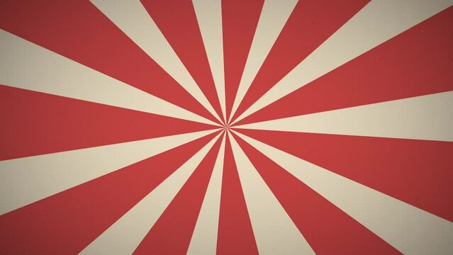 vintage red rotating sunburst background with cartoon rays in 4K
