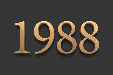 3D wooden logo of number 1988 on dark grey background.