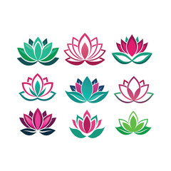 set of lotus flowers, illustration