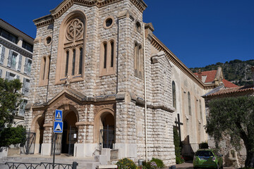 Fototapeta premium Beaulieu sur Mer, France - May 10, 2024 - the Church of the Sacré Coeur in the south of France, near Nice