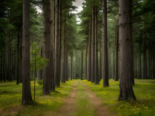 Fototapeta premium Paisaje de camino en el bosque