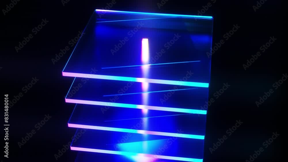 Poster glass squares composition. computer generated 3d render