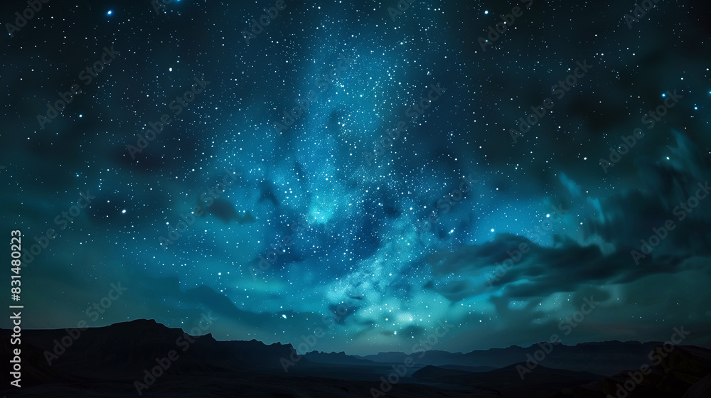 Wall mural a starry night sky with a blue moon