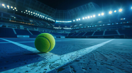 Tennis court with empty stands graphic