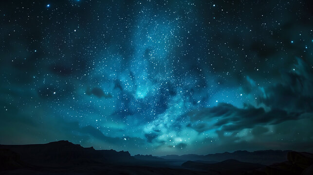 A starry night sky with a blue moon