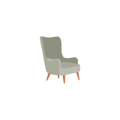Modern interior soft chair flat design illustration.