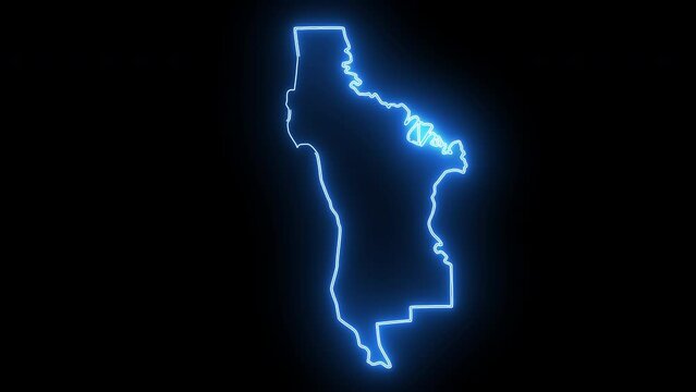 map of Redwood City in California with a blue glowing neon effect