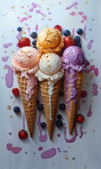 Ice cream in a cone on a beautiful background