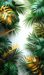 Palm leaves on white background