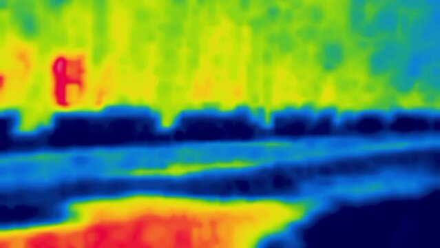Automotive, traction vehicle, a self-driving cart. Image from thermal imager device.