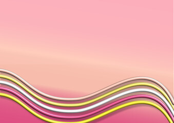 gradient pink background with tubular wavy lines - abstract vector graphics - ideal as a presentation base, card, sublimation, scrapbooking