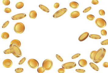 Gold coins on white background