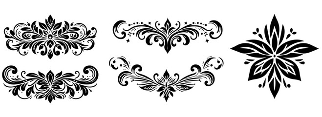 Naklejka premium intricate floral ornament designs in vector