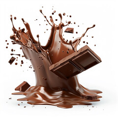 Photo of a splash of brown chocolate , cocoa splash , chocolate drink splash background