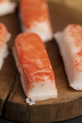 imitation crab meat that lies on the table