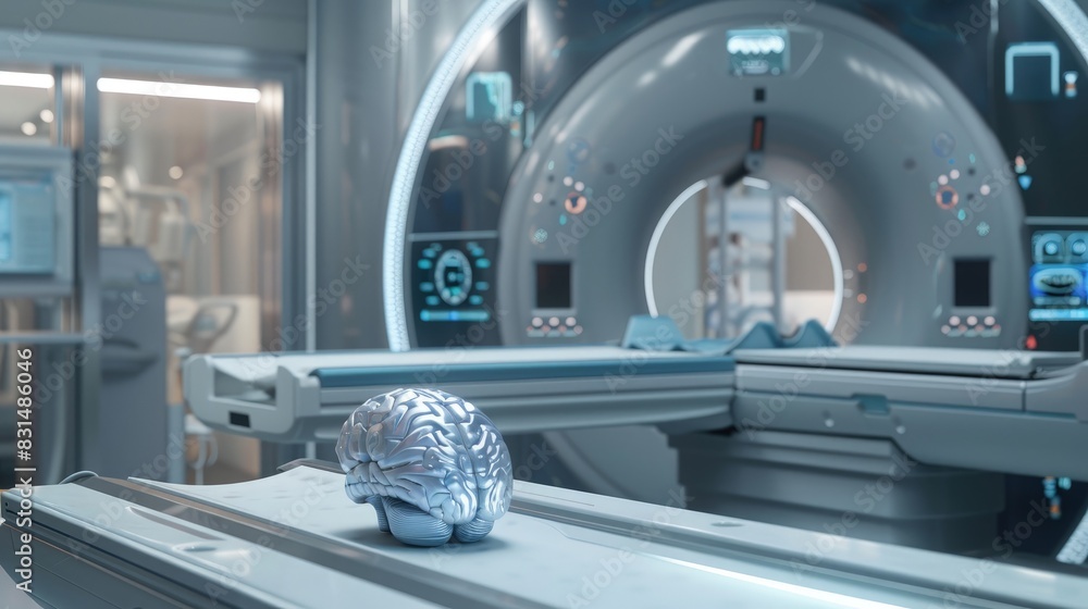 Poster clinical demonstration of an mri scan procedure focusing on brain structures.