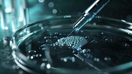 Close-up of a biopsy needle being prepared for a tissue sample extraction.