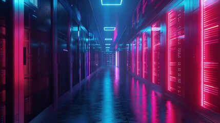 Fototapeta premium Data centers offering dedicated hosting for high-demand clients requiring robust services.