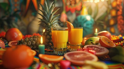 Kwanzaa fruit punch, African motifs, unity cup, family togetherness.