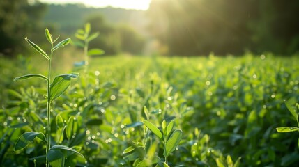 Fototapeta premium Peas in a field ready to be harvested