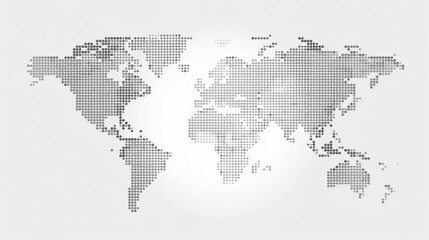 world map on a gray background in the form of dots