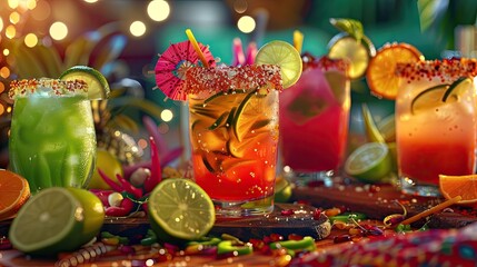 Fototapeta premium Cinco de Mayo low-calorie cocktails, vibrant, guilt-free celebration.