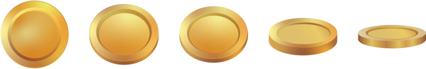Gold coins on white background