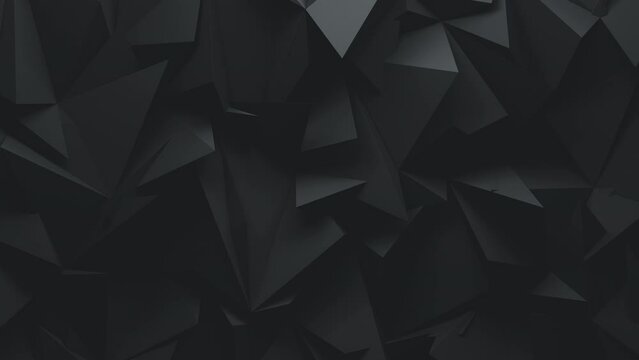 Dark 3d Polygons. Slowly Moving Low Poly Geometric Abstract Background. Looped video.