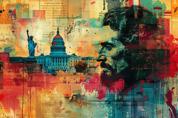 A Collage of Iconic American Symbols and Landmarks