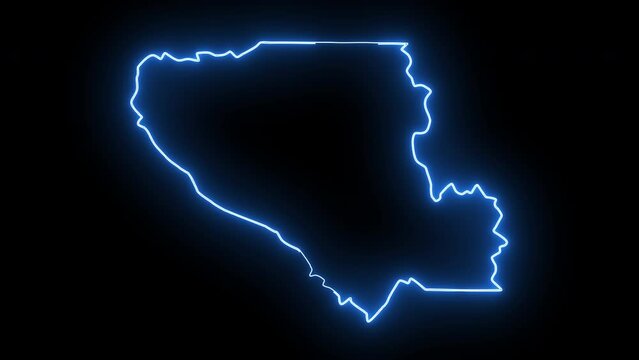 map of Santa Clara in California with a blue glowing neon effect