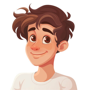 recommend clip art: young man with brown hair  . png . clip art . vector cartoon art style . remove background 