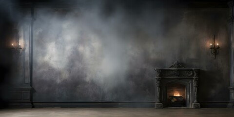 An Enormous Room with Dim Lighting, Smoky Walls, and Rough Texture. Concept Enormous Room, Dim Lighting, Smoky Walls, Rough Texture, Atmospheric Setting