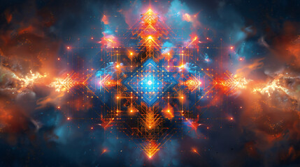 Vibrant Sri Yantra on Dark Background