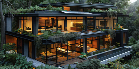 Fototapeta premium Modern Family Home with Solar Panels
