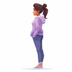 Fototapeta premium Cartoon girl. High quality photo. Generated by AI