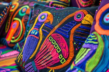 Molas from Panama Kuna Islands Bright Colorful Birds