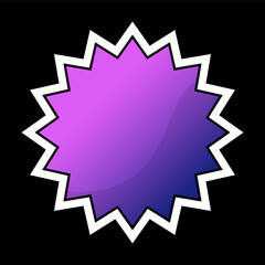 Abstract geometric sticker with white outline and purple-blue  gradient fill. Sticker for social networks, websites, notes in trending style. Isolated on black background. 