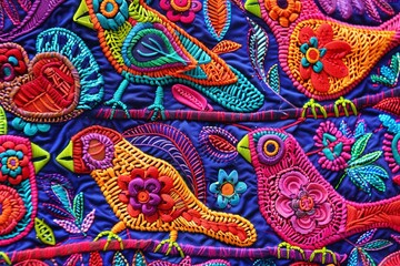 Molas from Panama Kuna Islands Bright Colorful Birds