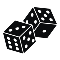 Pair of black dice to gamble or gambling. vector icon for casino apps and websites