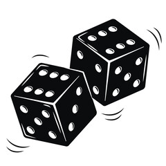 Pair of black dice to gamble or gambling. vector icon for casino apps and websites
