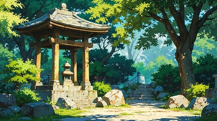 japanese garden in autumn - generative ai