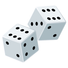 Pair of white dice to gamble or gambling. vector icon for casino apps and websites