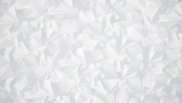White 3d Polygons. Slowly Moving Low Poly Geometric Abstract Background. Looped video.