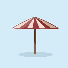 Fototapeta premium Colorful beach umbrella isolated on blue background in flat style.