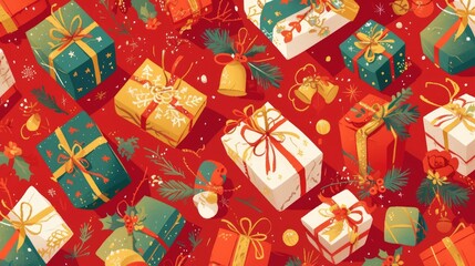 2d illustration of colorful gift box patterns