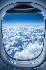 Fototapeta premium View from an airplane window, sky, clouds